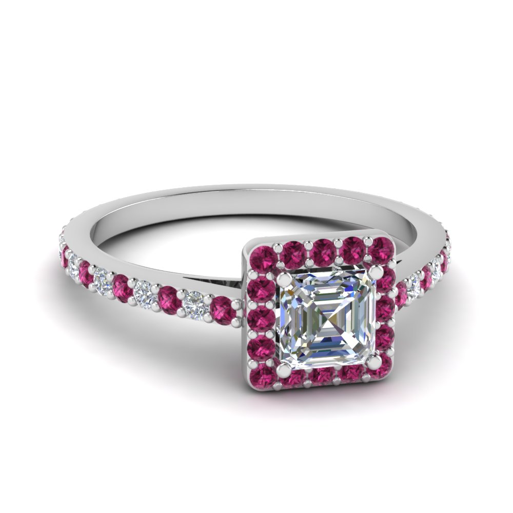 Asscher Cut Pink Sapphire Engagement Ring