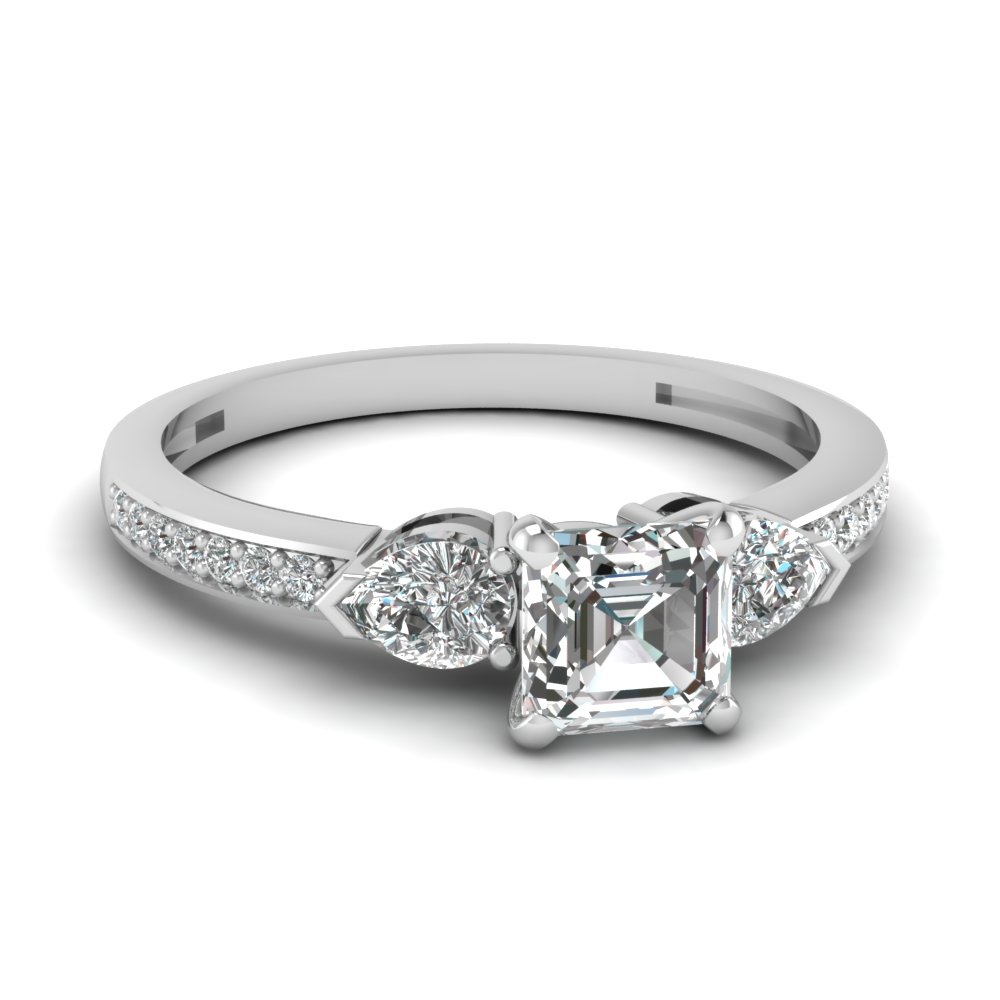 Petite 3 Stone Asscher Diamond Ring
