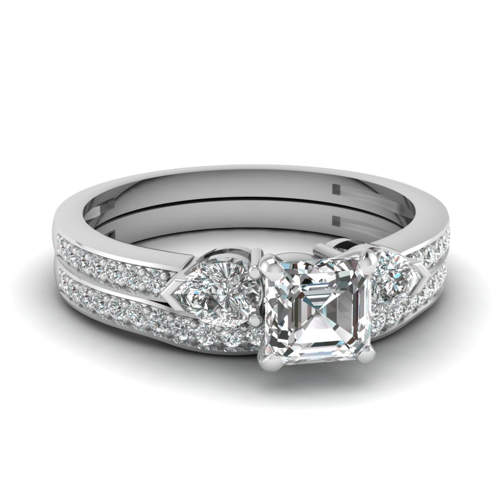 Asscher Diamond Platinum Bridal Set
