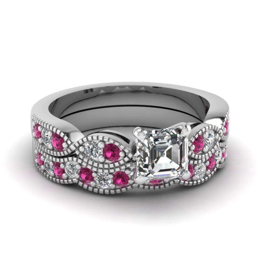 Asscher Cut Pink Sapphire Engagement Rings