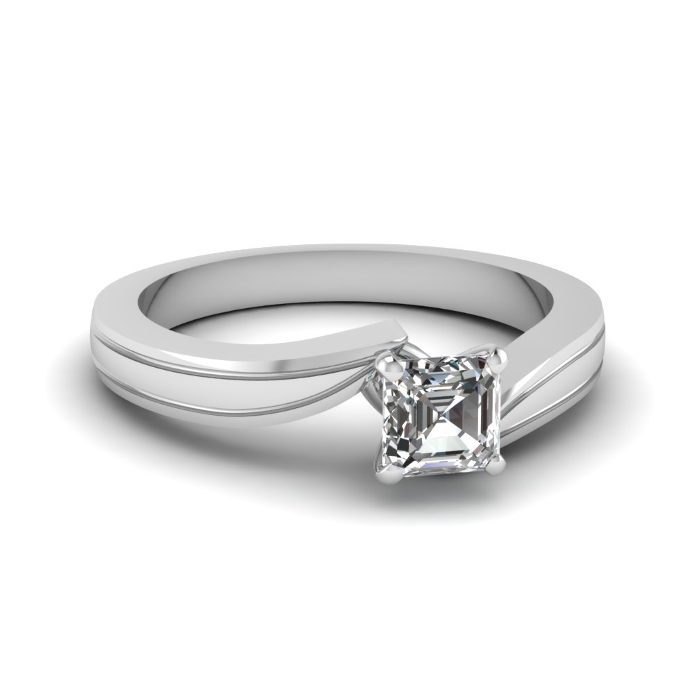 asscher cut twisted solitaire engagement ring in 950 Platinum FDENR6677ASR NL WG