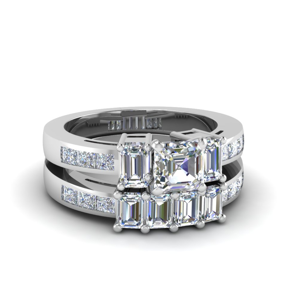 3 stone channel set engagement rings