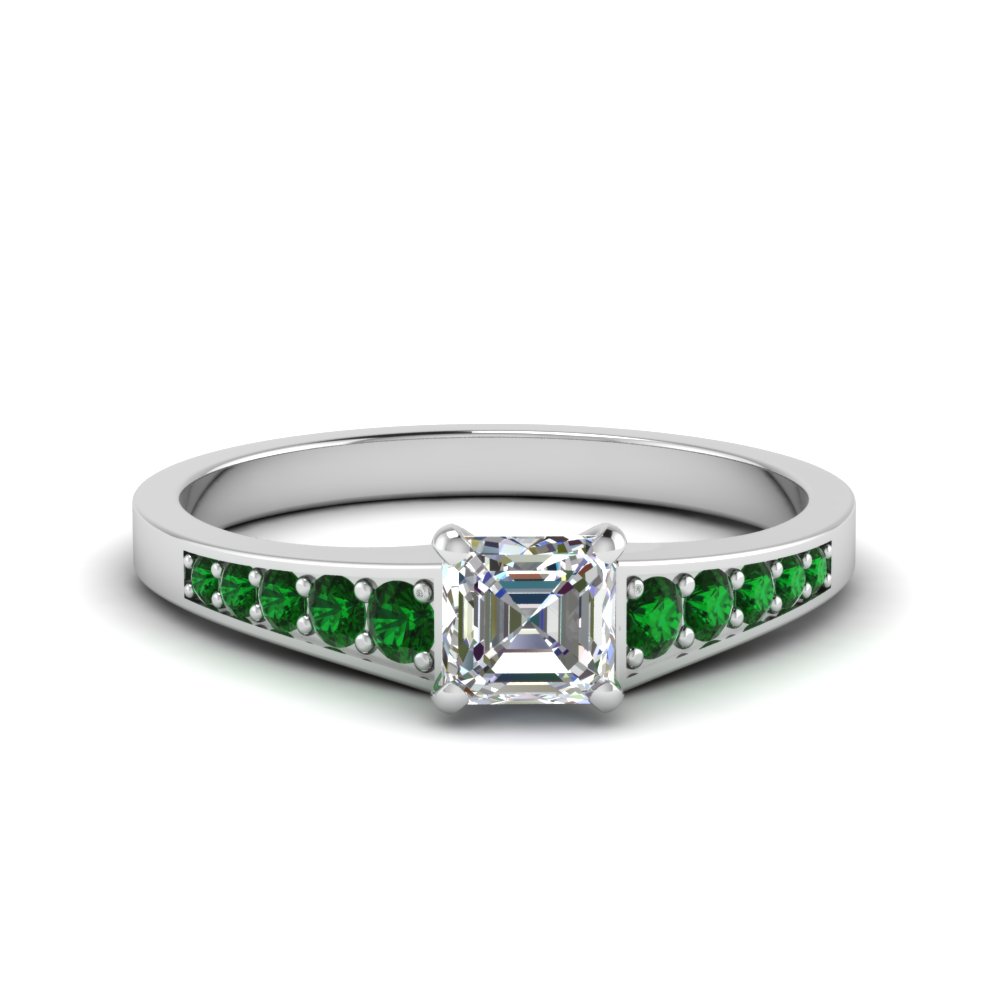 Asscher Cut Graduated Diamond Ring