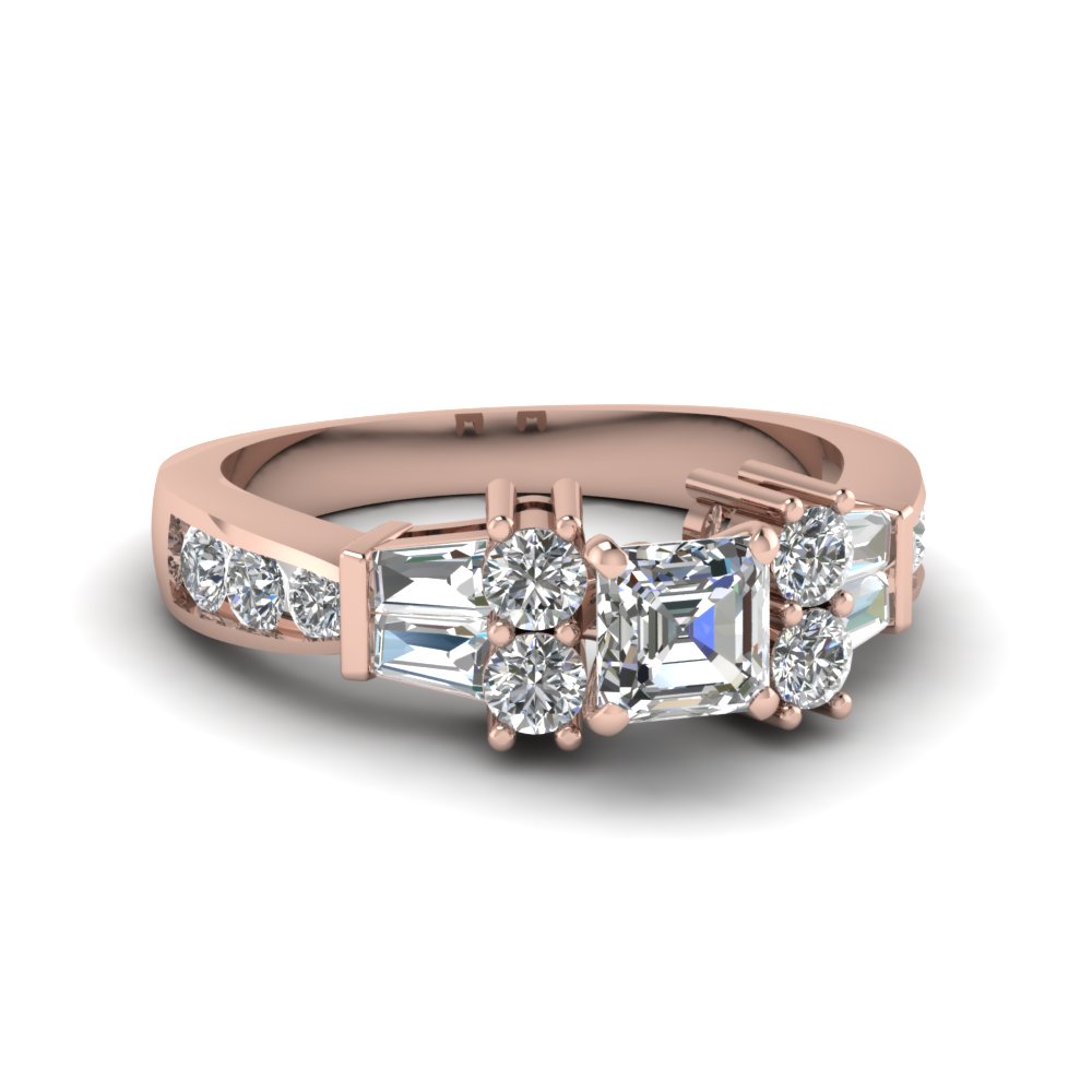 Asscher & Baguette Diamond Ring