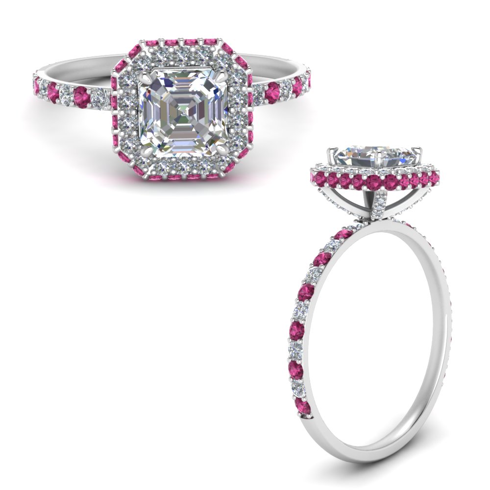 asscher-cut-rollover-halo-diamond-engagement-ring-with-pink-sapphire-in-FDENR7147ASRGSADRPIANGLE3-NL-WG