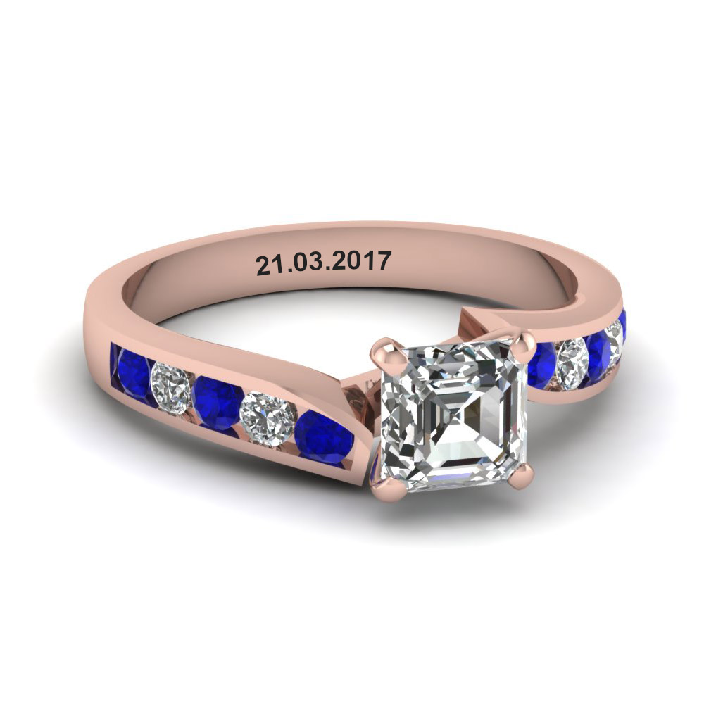 Asscher Cut Diamond & Sapphire Rings