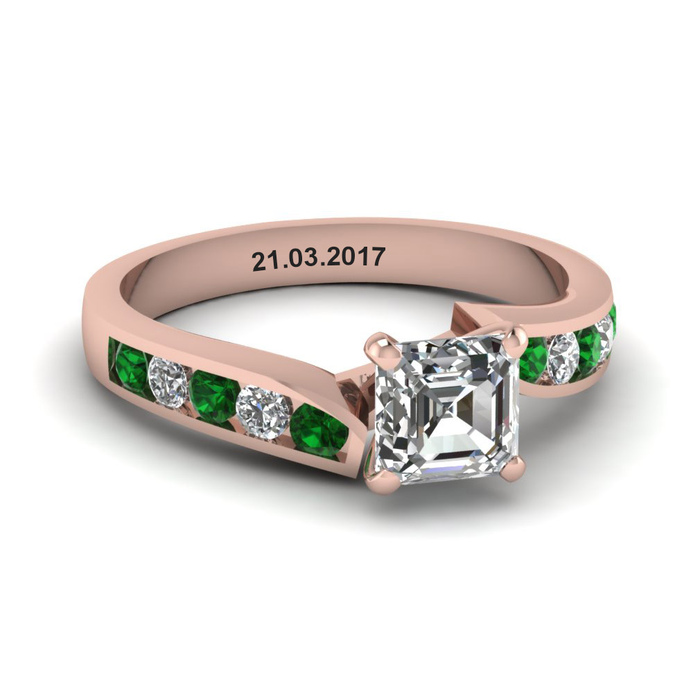 Asscher Cut Diamond & Emerald Rings