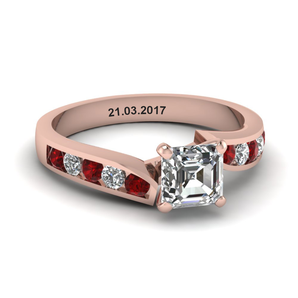 Asscher Cut Diamond & Ruby Rings