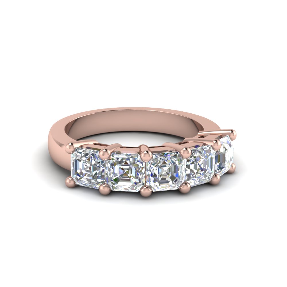 2 Ct Diamond Cher 5 Stone Band In 18k Rose Gold Fascinating 2 Ct Diamond Cher 5 Stone Band In Fd8008asb Nl Rg