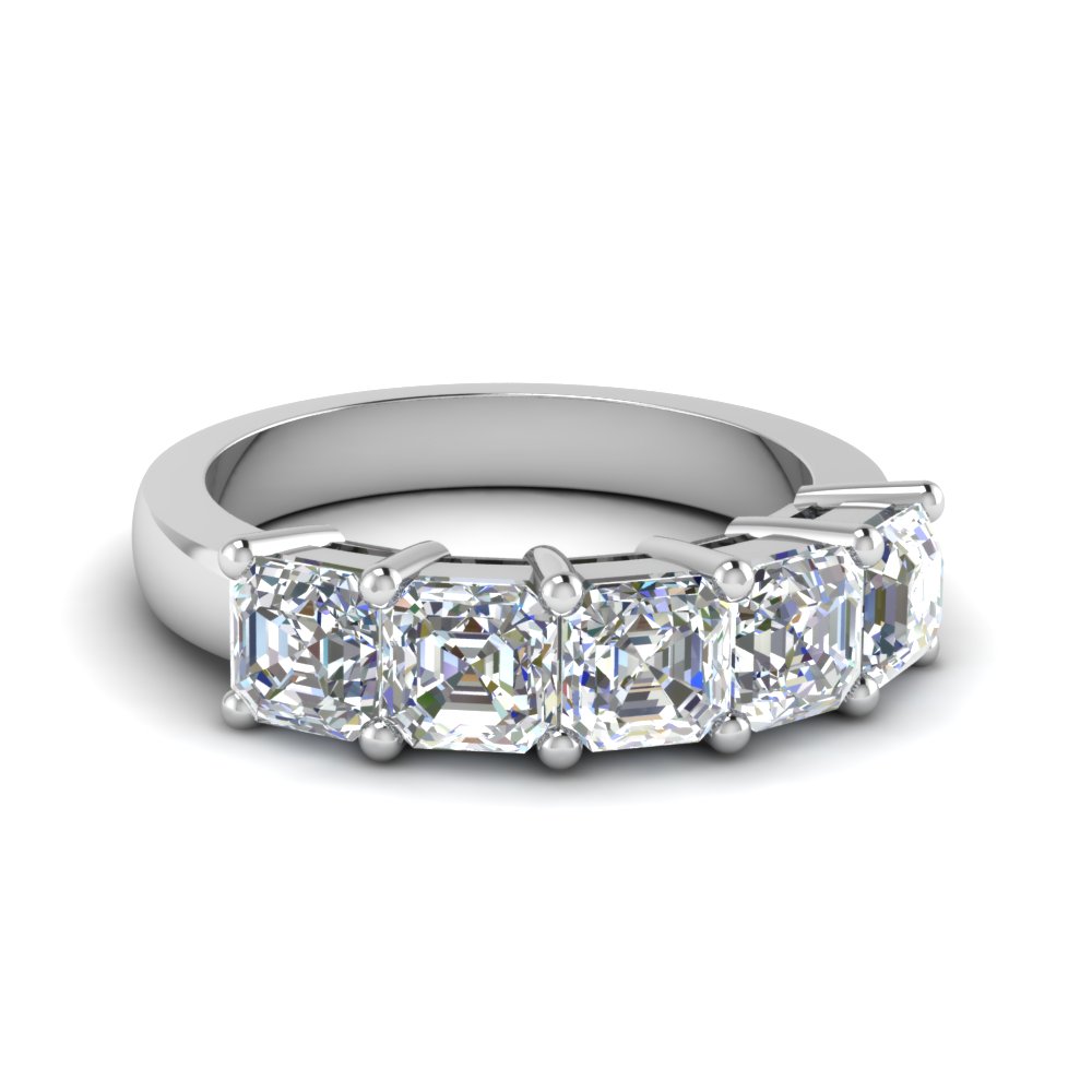 2.5 Ct. Asscher Cut Five Stone Diamond Ring