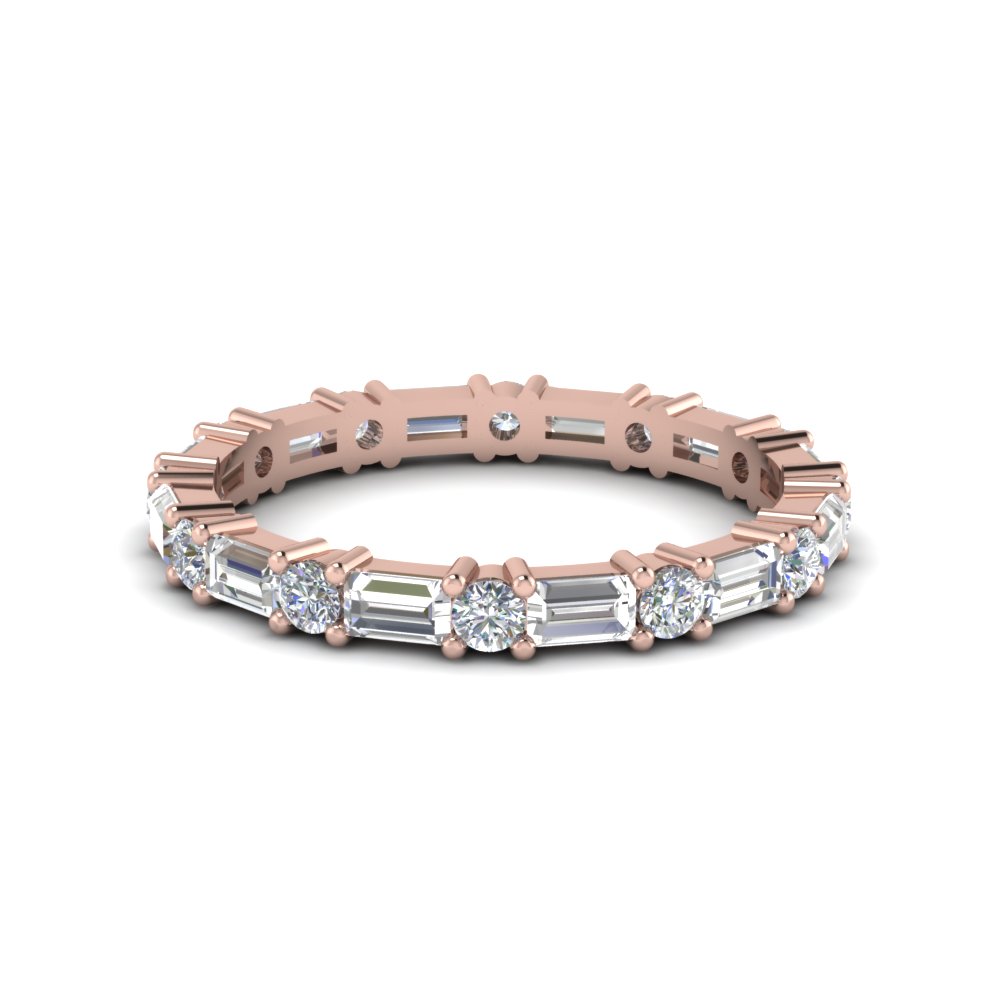1.25 ct. baguette and round diamond eternity band in 18K rose gold FDEWB318B NL RG