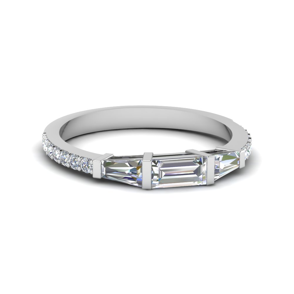 Round and clearance baguette wedding band