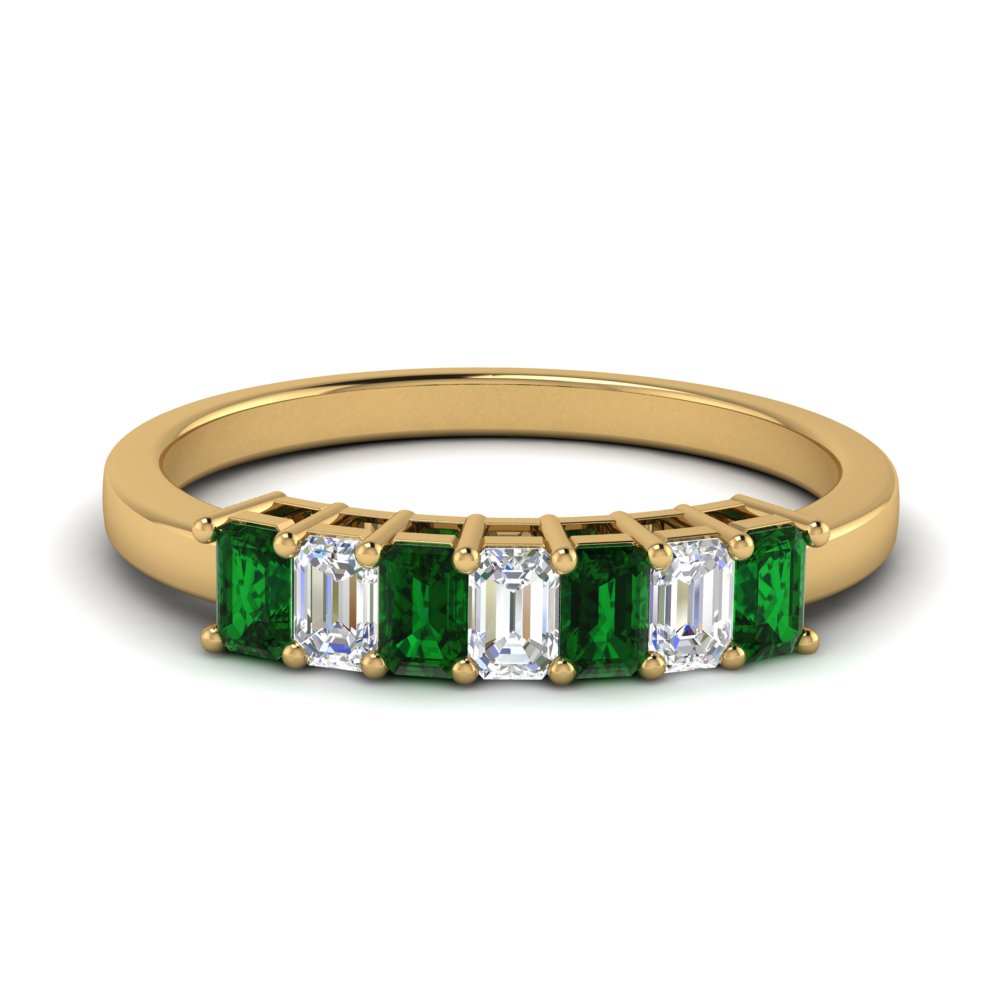 baguette-anniversary-diamond-band-0.75-carat-with-emerald-in-FD9294SBGEMGR-NL-YG