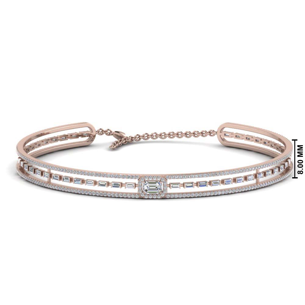 Baguette Choker Diamond Necklace In 14K Rose Gold | Fascinating Diamonds