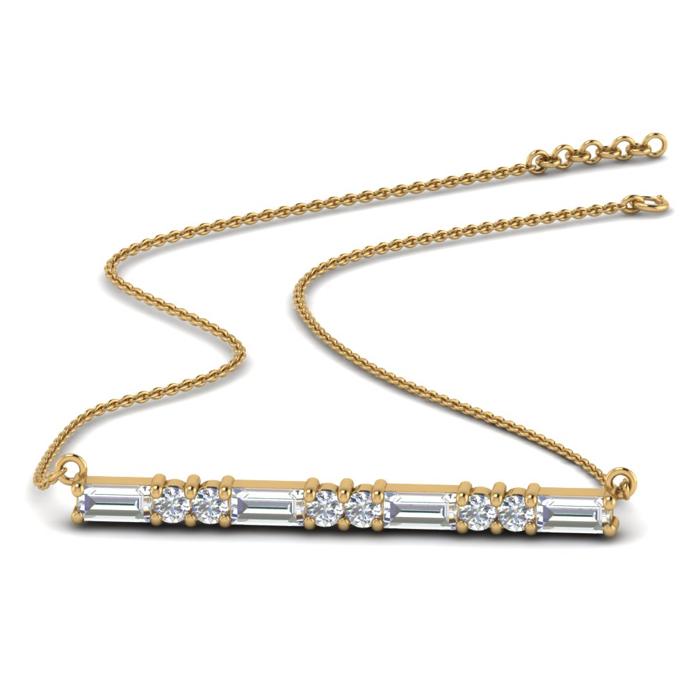 baguette diamond bar necklace in 14K yellow gold FDPD86790 NL YG
