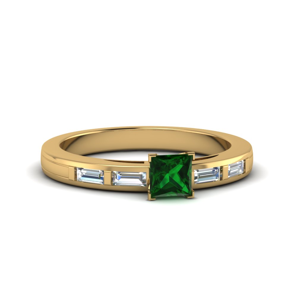 Baguette Emerald Engagement Ring