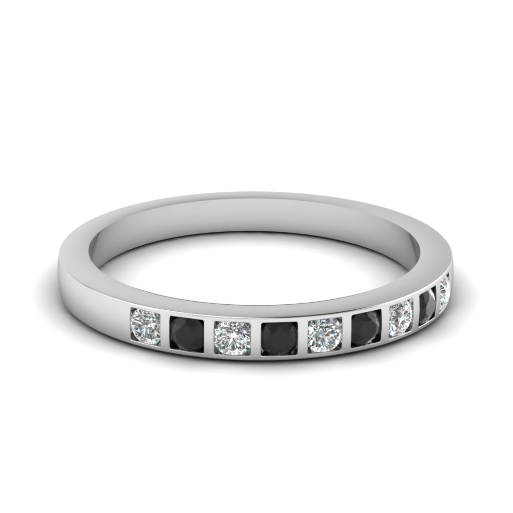 Bar Set Wedding Ring For Women With Black Diamond In Sterling Silver Bar Set Wedding Ring For Women With Black Diamond In Sterling Silver Fd63018bgblack Nl Wg