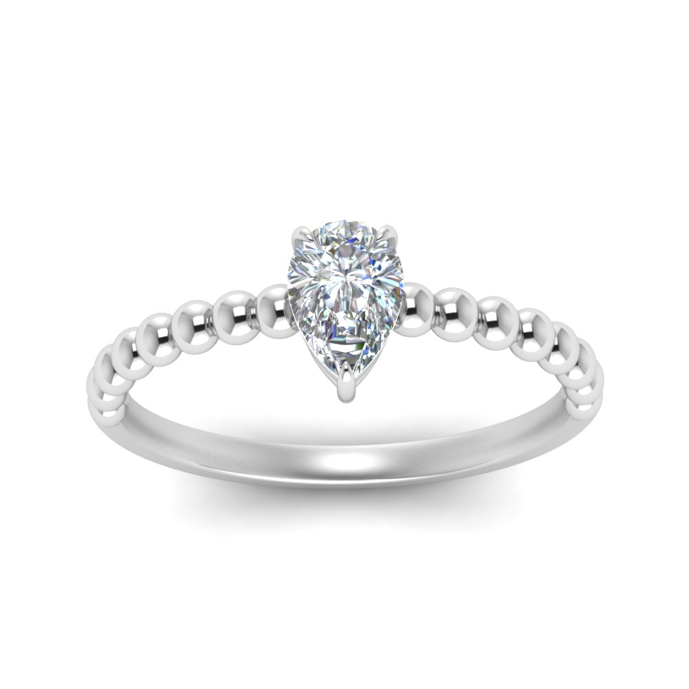 Bead Pear Solitaire Diamond Ring | Fascinating Diamonds