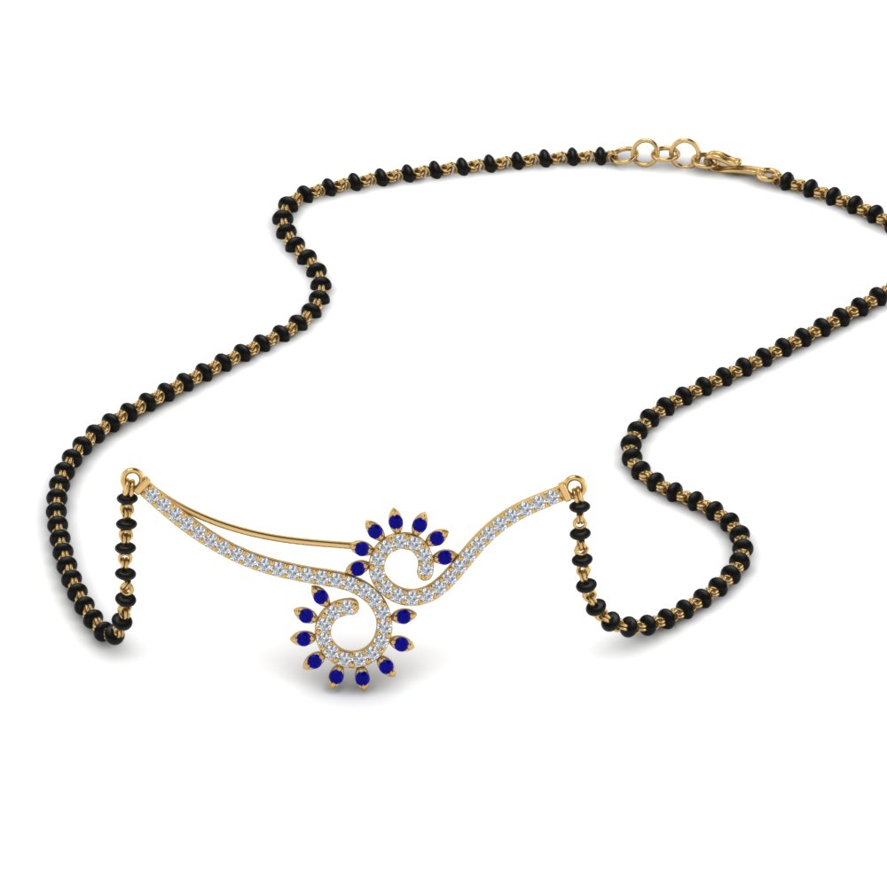 Black Beads Beautiful Sapphire Mangalsutra Chain