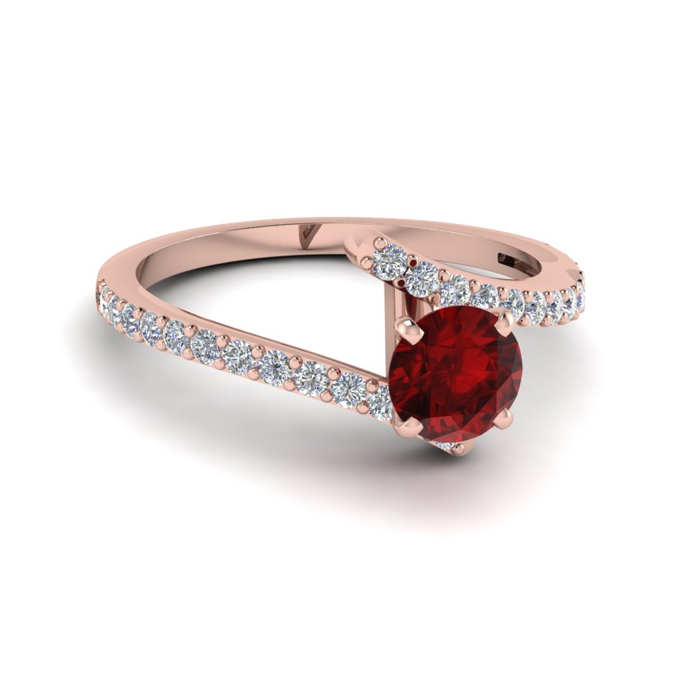 Beautiful Crossover Ruby Engagement Ring In Gold Fascinating Diamonds