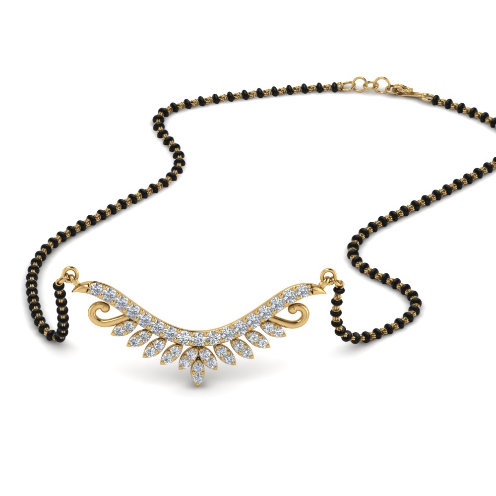 22k Yellow Gold Mangalsutra With Black Beads
