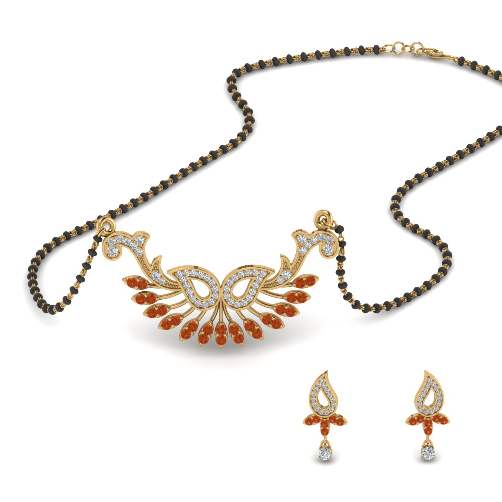 diamond mangalsutra earring set