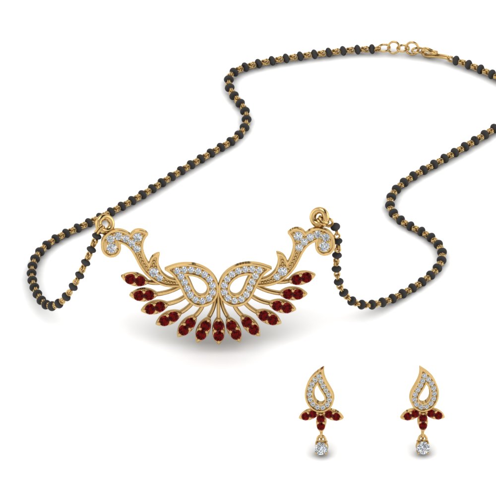 diamond mangalsutra and earrings