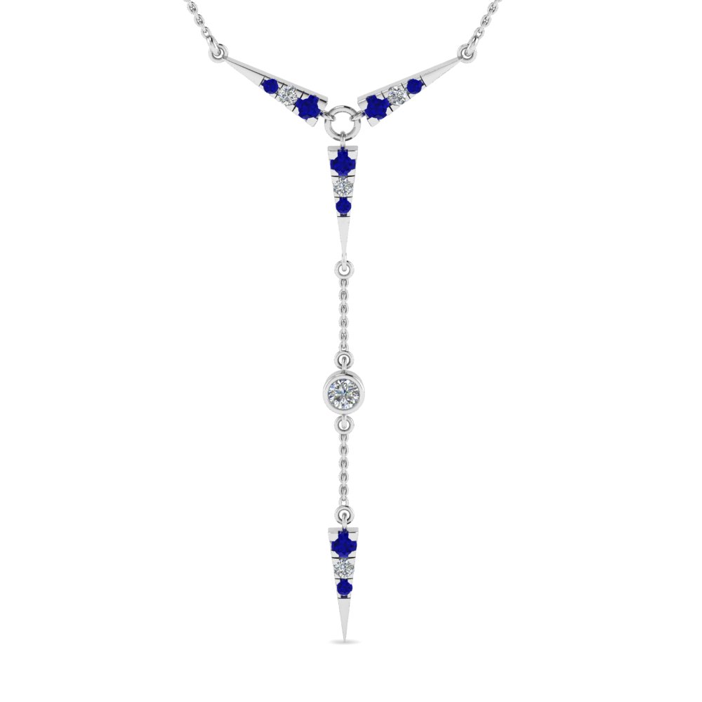 2ct Blue Sapphire Floating Diamond Necklace