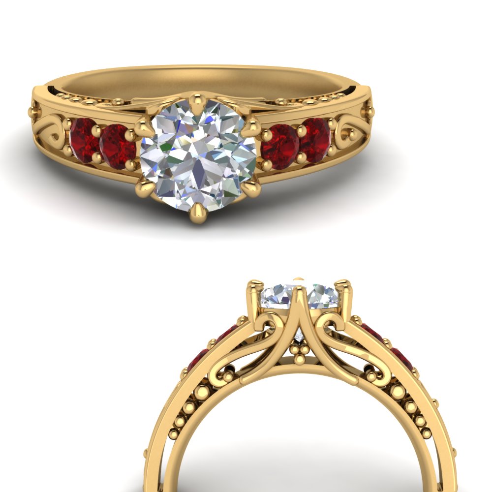 Filigree 6 Prong Diamond Ring
