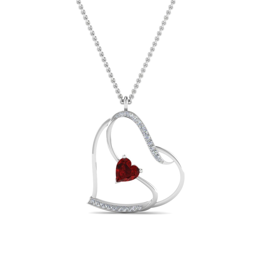 Red Heart Diamond Necklace