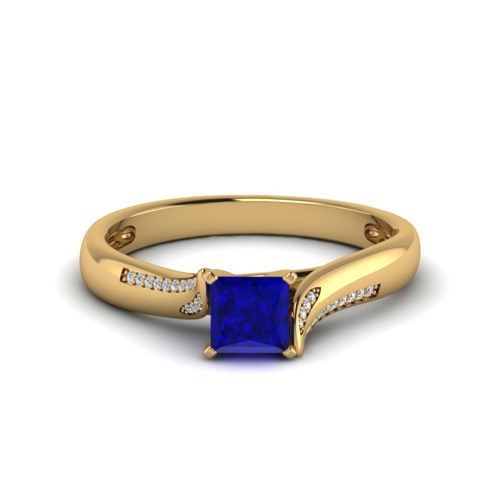 beautiful swirl sapphire diamond engagement ring in FDO50859PRYGBS NL YG