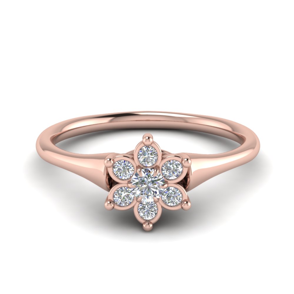 bezel daisy flower diamond engagement ring in FD8608 NL RG