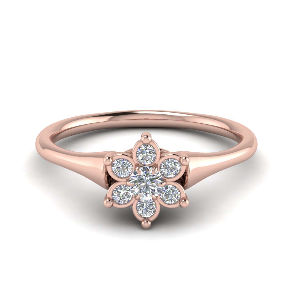 Pink Daisy Flower Trio Ring, Rose gold plated