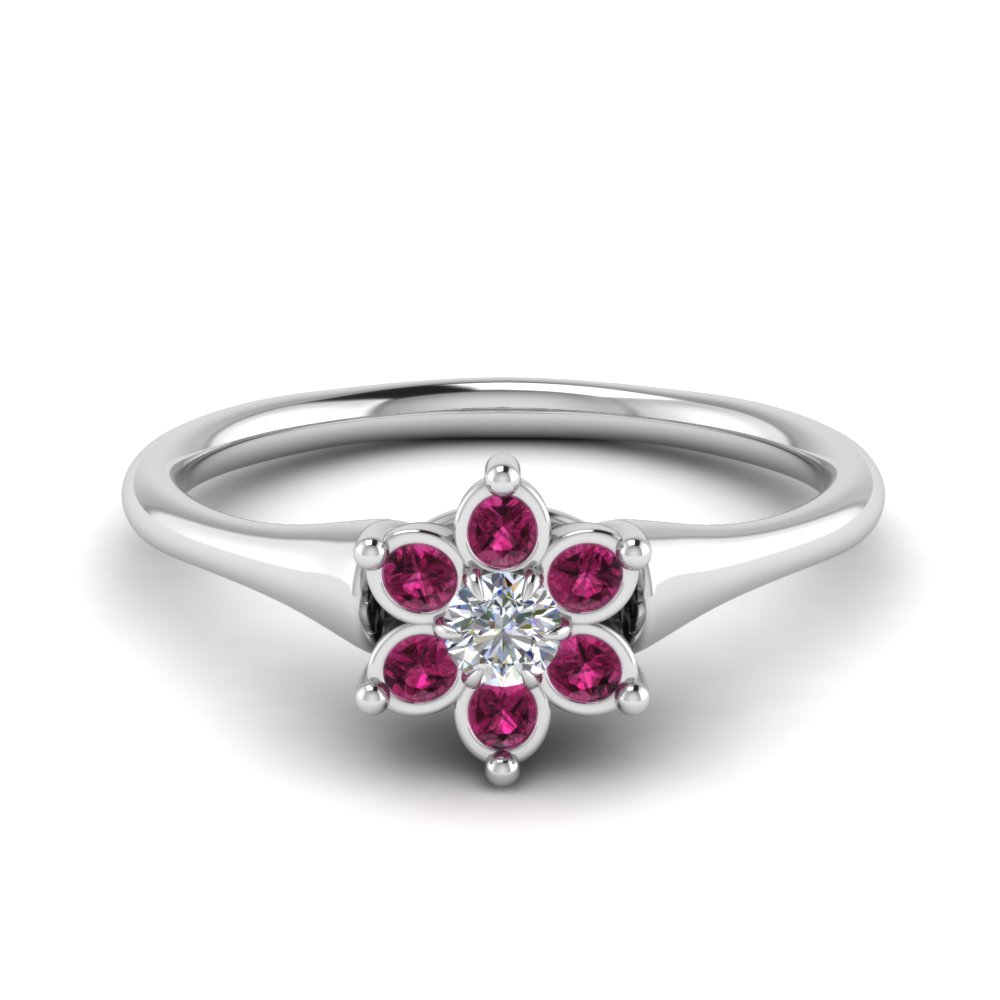 Bezel Daisy Flower Engagement Ring