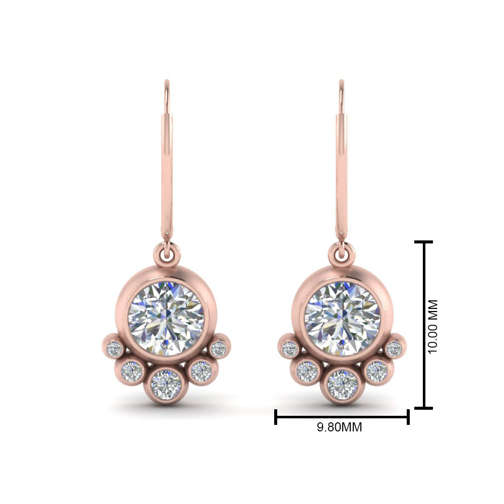 Bezel Diamond Dangle Earring In 14K Rose Gold | Fascinating Diamonds