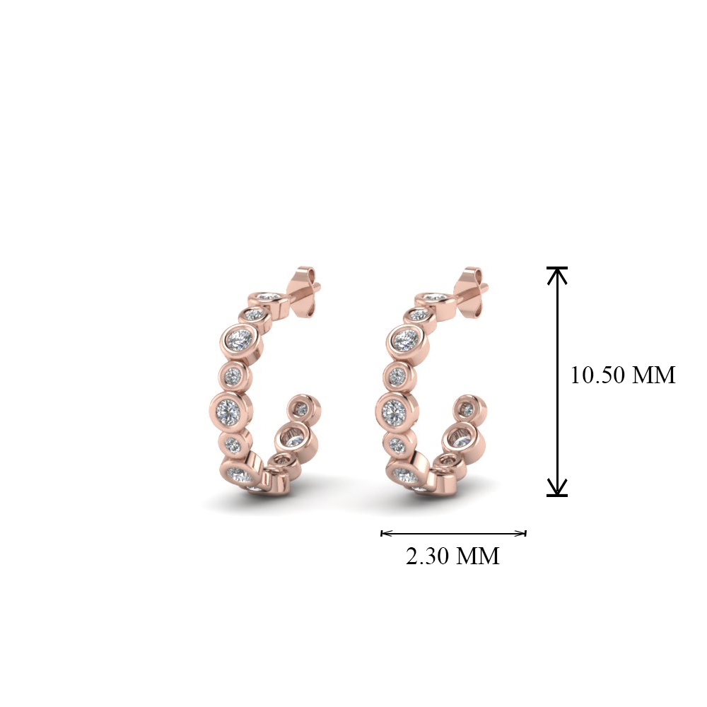 Bezel Set J Hoop Diamond Earring In 14K Rose Gold | Fascinating Diamonds