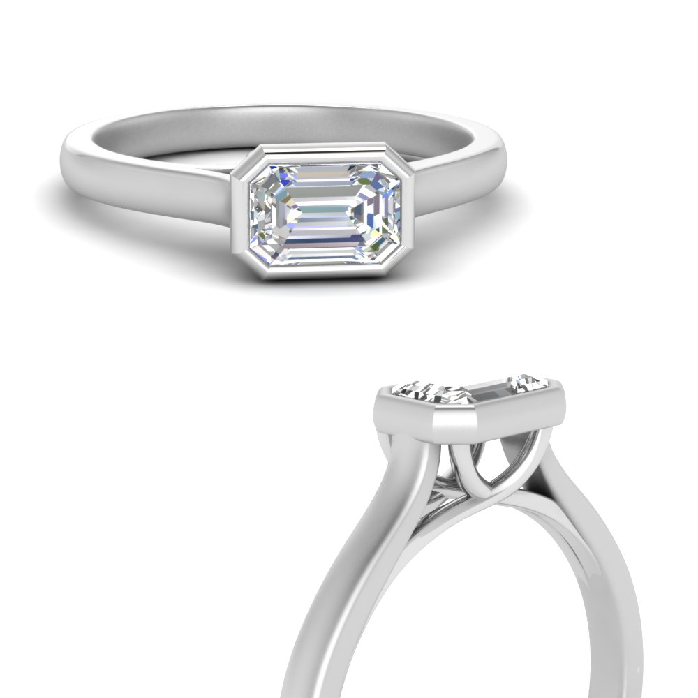bezel set trellis emerald cut solitaire diamond ring in FDENR7815EMRANGLE3 NL WG