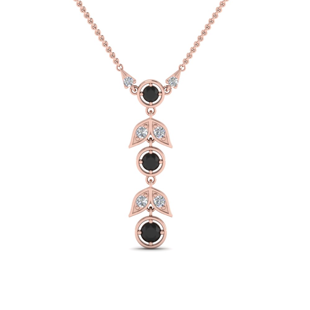 Petal Black Diamond Drop Necklace