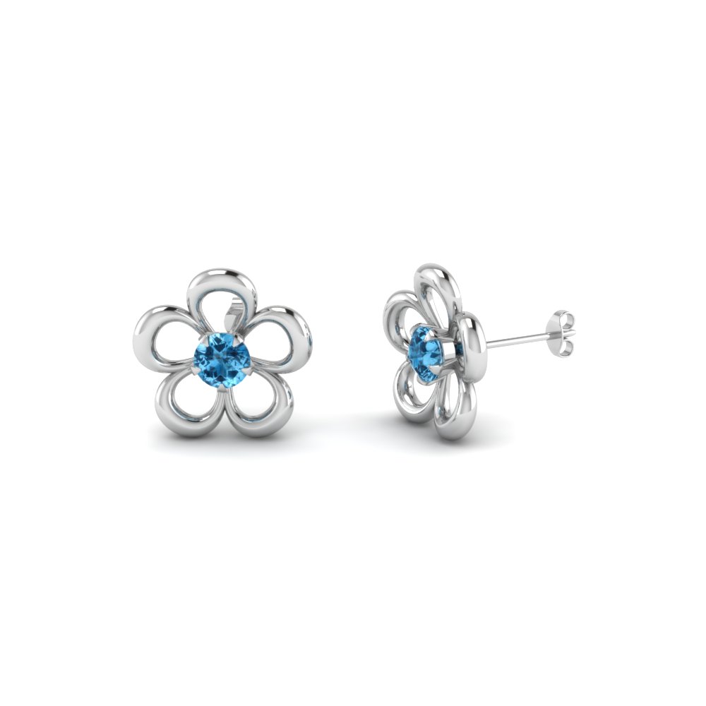 Flower Blue Topaz Stud Earring