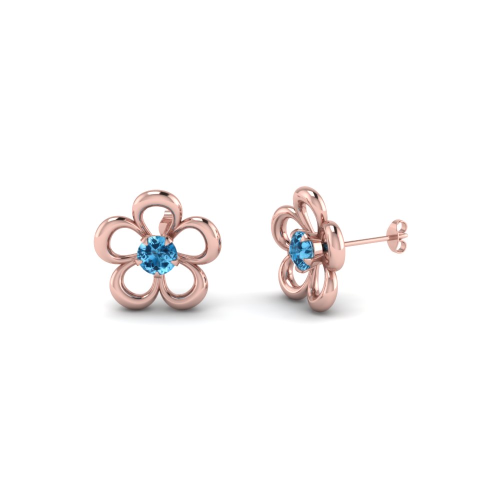 Flower Star Blossom Diamond Stud Earrings Single Gems