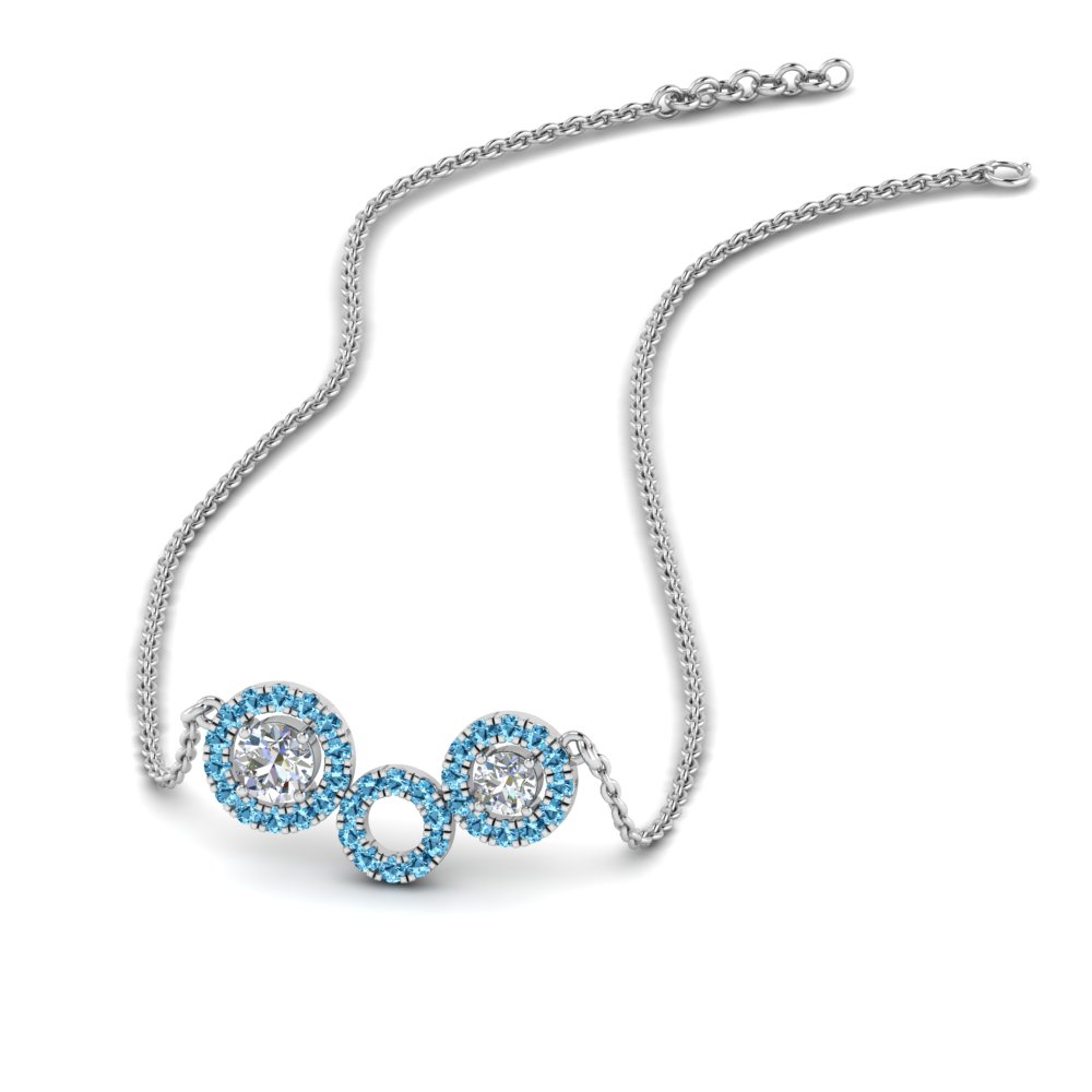 blue topaz circle diamond pendant necklace in FDPD8935GICBLTO NL WG