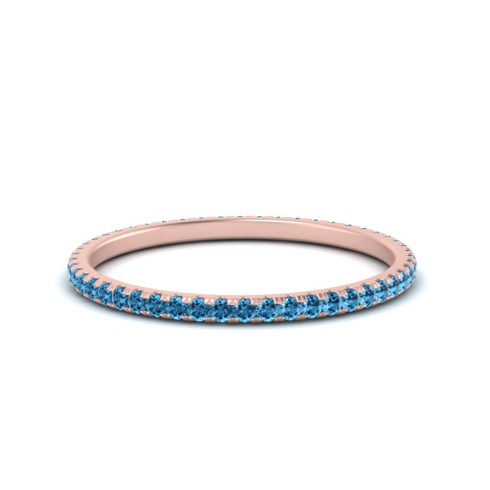 Eternity Layered Stack Rings with 14K Rose Gold Ice Blue Topaz