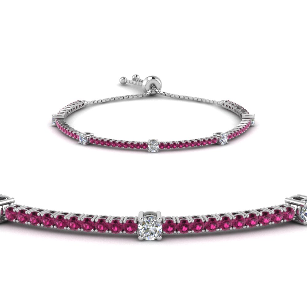 bolo classic design diamond bracelet with pink sapphire in 14K white gold FDCT 227 1732SBGSADRPIANGLE2 NL WG