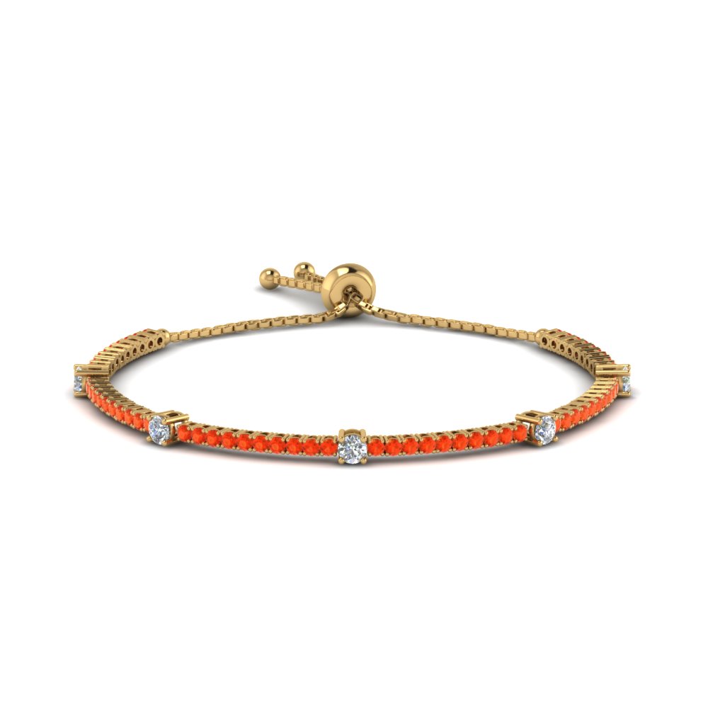 Bolo Classic Design diamond Bracelet With Orange Topaz In