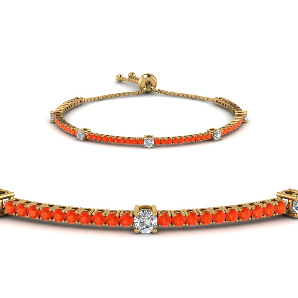 Bolo Classic Design diamond Bracelet With Orange Topaz In