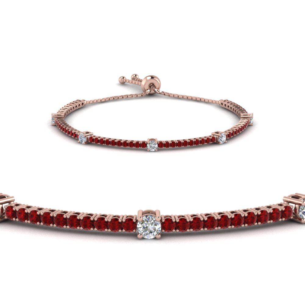 Rose Gold Bolo Design Ruby Tennis Bracelets