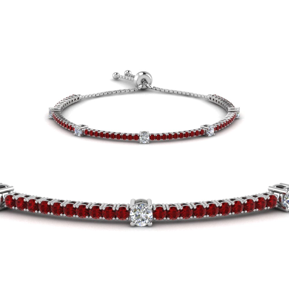 bolo classic design diamond bracelet with ruby in 14K white gold FDCT 227 1732SBGRUDRANGLE2 NL WG