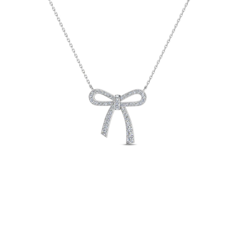 diamond bow necklace white gold