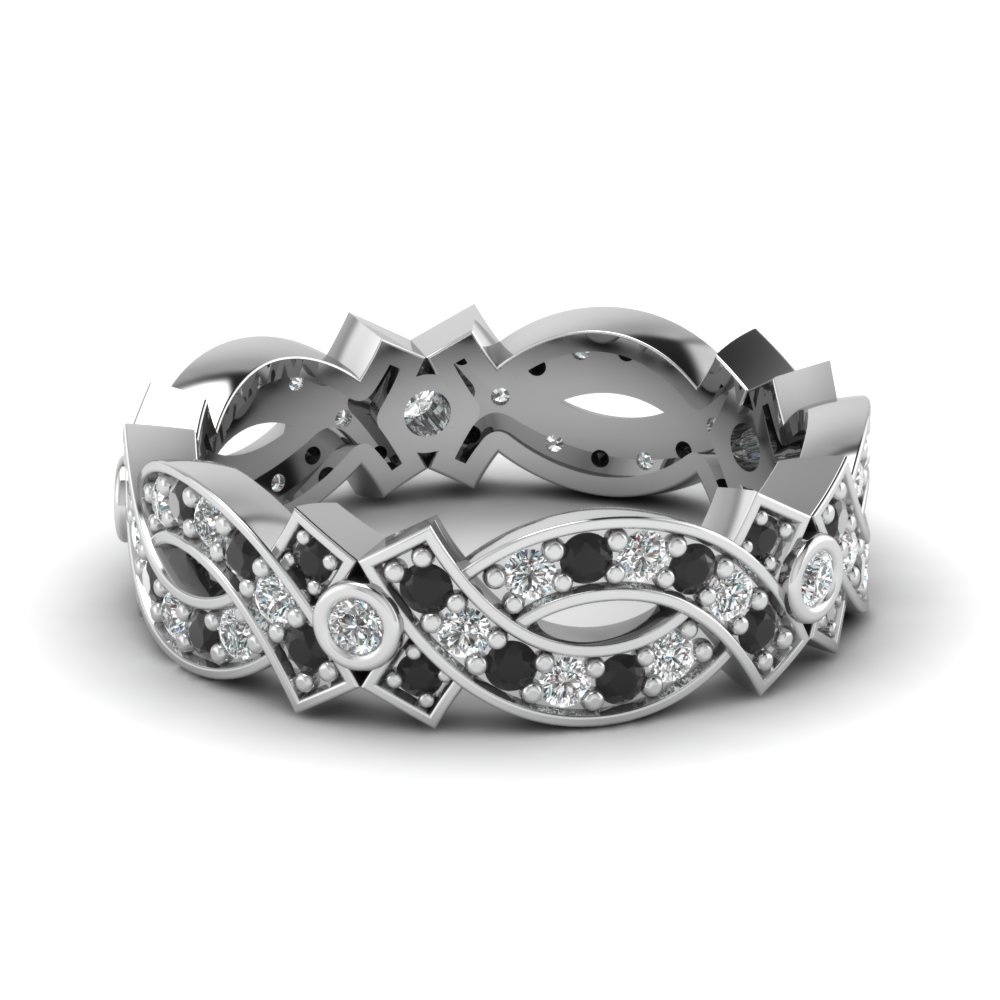 Vintage Infinity Eternity Band With Black Diamond In 14k White Gold Vintage Infinity Eternity Band With Black Diamond In Fdewb509bgblack Nl Wg