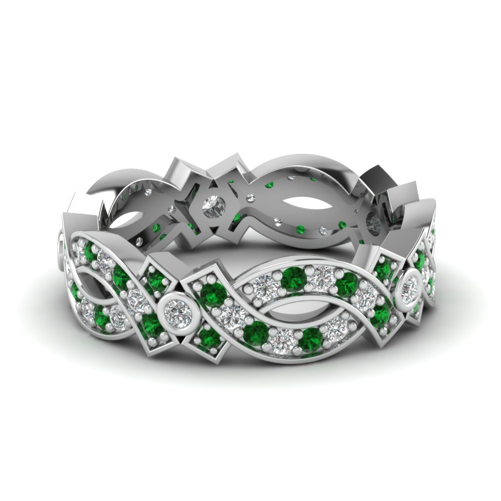 Vintage Infinity Diamond Eternity Band With Emerald In 18k White Vintage Infinity Diamond Eternity Band With Emerald In Fdewb509bgemgr Nl Wg